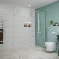 FortiFura Galeria inloopdouche - 60x200cm - helder glas - wandarm - mat wit SW797912/SW797906