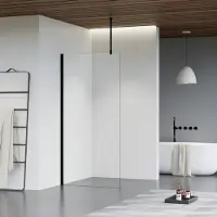 FortiFura Galeria inloopdouche - 180x200cm - helder glas - plafondarm - mat zwart SW797920/SW797905/SW804542