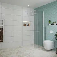 FortiFura Galeria inloopdouche - 70x200cm - ribbelglas - wandarm - mat wit SW797949/SW797906