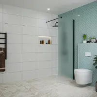 FortiFura Galeria inloopdouche - 70x200cm - mat glas - wandarm - mat zwart SW797924/SW797905