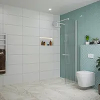 FortiFura Galeria inloopdouche - 50x200cm - ribbelglas - wandarm - mat wit SW797947/SW797908