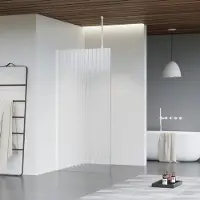 FortiFura Galeria inloopdouche - 40x200cm - ribbelglas - plafondarm - mat wit SW797948/SW797906/SW804546