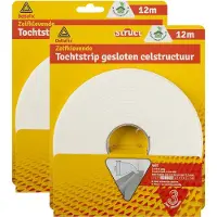 Deltafix Tochtstrip - 2x - tochtwering - wit - zelfklevend - universeel - 12 m x 9 mm x 4 mm - Tochtstrippen