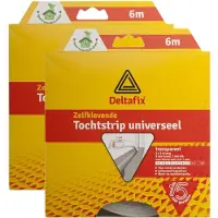 Deltafix Tochtstrip - 2x - tochtwering - transparant - zelfklevend - universeel - 6 m x 9 mm x 7 mm - Tochtstrippen