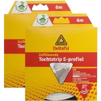 Deltafix Tochtstrip - 2x - tochtwering - wit - zelfklevend - E-profiel - 6 m x 9 mm x 4 mm - Tochtstrippen