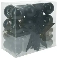 Merkloos Christmas Decorations Kerstballen set 3,4,6 cm - piek - 54-dlg - zwart - Kerstbal