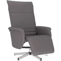 vidaXL Fauteuil verstelbaar met voetensteun kunstleer grijs