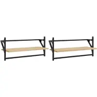 vidaXL Wandschappen met stangen 2 st 65x25x30 cm sonoma eikenkleurig