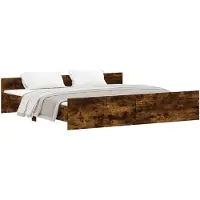 vidaXL Bedframe met hoofd- en voeteneinde gerookt eiken 180x200 cm