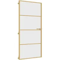 vidaXL Binnendeur smal 93x201,5 cm gehard glas en aluminium goudkleur