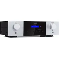 Auna AMP-4000 DAB HiFi-stereoversterker, DAB+-radio, Stereoversterker, USB, Afstandsbediening, Versterker met LED-display, HiFi-versterker, zwart-wit