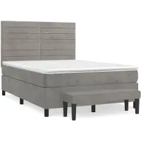 vidaXL Boxspring met matras fluweel lichtgrijs 140x200 cm