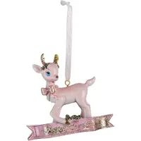 Clayre & Eef Roze Decoratie hanger rendier 9*3*9 cm 6PR3485
