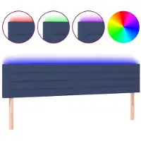 vidaXL Hoofdbord LED 180x5x78/88 cm stof blauw