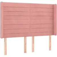 vidaXL Hoofdbord met randen 147x16x118/128 cm fluweel roze