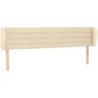 vidaXL Hoofdbord met randen 203x23x78/88 cm stof crèmekleurig