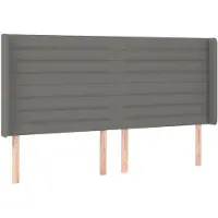 vidaXL Hoofdbord met randen 203x16x118/128 cm stof donkergrijs