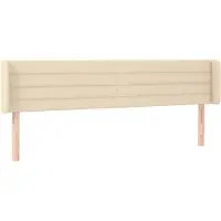 vidaXL Hoofdbord met randen 203x16x78/88 cm stof crèmekleurig