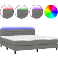 vidaXL Boxspring met matras en LED stof donkergrijs 160x200 cm