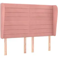 vidaXL Hoofdbord met randen 147x23x118/128 cm fluweel roze