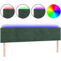 vidaXL Hoofdbord LED 200x5x78/88 cm fluweel donkergroen