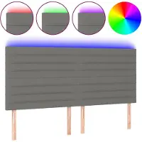vidaXL Hoofdbord LED 200x5x118/128 cm stof donkergrijs