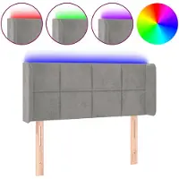 vidaXL Hoofdbord LED 93x16x78/88 cm fluweel lichtgrijs