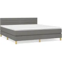 vidaXL Boxspring met matras stof donkergrijs 160x200 cm