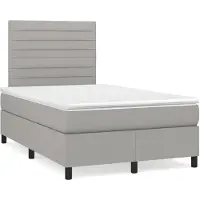 vidaXL Boxspring met matras stof lichtgrijs 120x200 cm