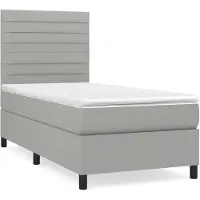 vidaXL Boxspring met matras stof lichtgrijs 90x200 cm