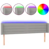 vidaXL Hoofdbord LED 203x16x78/88 cm stof lichtgrijs
