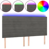 vidaXL Hoofdbord LED 180x5x118/128 cm fluweel donkergrijs