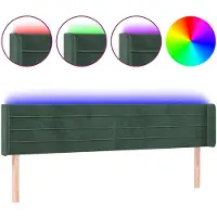vidaXL Hoofdbord LED 203x16x78/88 cm fluweel donkergroen