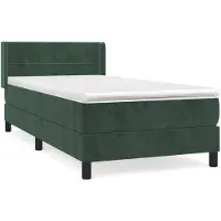 vidaXL Boxspring met matras fluweel donkergroen 90x200 cm