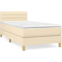 vidaXL Boxspring met matras stof crèmekleurig 80x200 cm