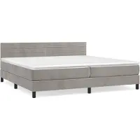 vidaXL Boxspring met matras fluweel lichtgrijs 200x200 cm