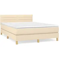vidaXL Boxspring met matras stof crèmekleurig 140x190 cm