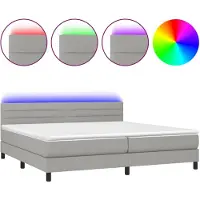 vidaXL Boxspring met matras en LED stof lichtgrijs 200x200 cm