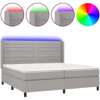 vidaXL Boxspring met matras en LED stof lichtgrijs 200x200 cm