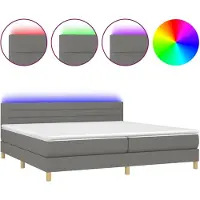 vidaXL Boxspring met matras en LED stof donkergrijs 200x200 cm