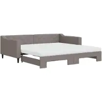 vidaXL Slaapbank met onderschuifbed en matrassen 100x200 cm stof taupe