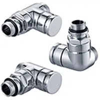 Honeywell Ultraline Design voetventiel 1/2 KVS=118 dubbel haaks rechts chroom V2482R0015