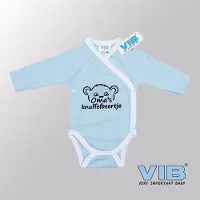 Vib - Rompertje (overslag) Luxe Katoen - Oma's Knuffelbeertje (Blauw) - Babykleertjes - romper - rompertjes - rompertjes met tekst - baby cadeau - baby aankondiging - overslagromper