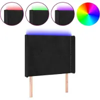 vidaXL Hoofdbord LED 93x16x118/128 cm fluweel zwart