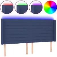 vidaXL Hoofdbord LED 203x16x118/128 cm stof blauw