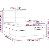 vidaXL Boxspring met matras stof blauw 140x190 cm