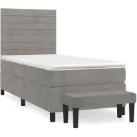 vidaXL Boxspring met matras fluweel lichtgrijs 100x200 cm