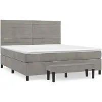 vidaXL Boxspring met matras fluweel lichtgrijs 160x200 cm