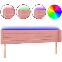 vidaXL Hoofdbord LED 183x16x78/88 cm fluweel roze