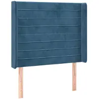 vidaXL Hoofdbord met randen 93x16x118/128 cm fluweel donkerblauw